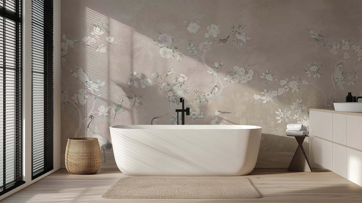 Delicate Floral Birds wallpaper mural - XWALLX