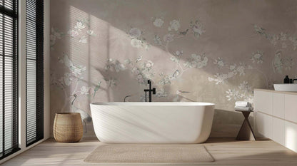 Delicate Floral Birds wallpaper mural - XWALLX
