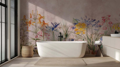 Vibrant Floral Paradise wallpaper mural - XWALLX