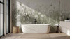 Whimsical Floral Wall Mural for Serene Bathrooms
