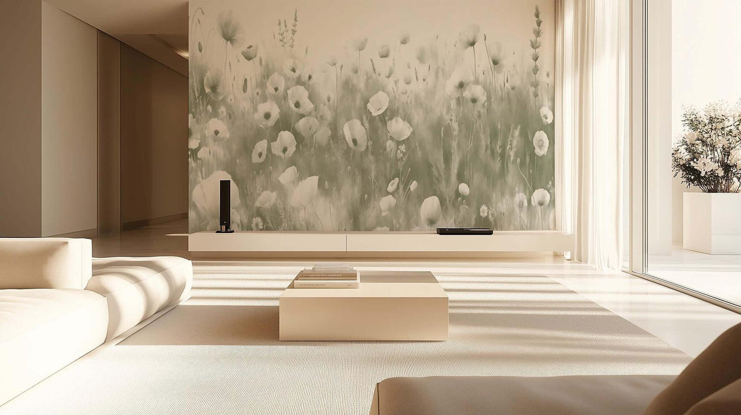 Whimsical Floral Wall Mural for Serene Bathrooms wallpaper - XWALLX