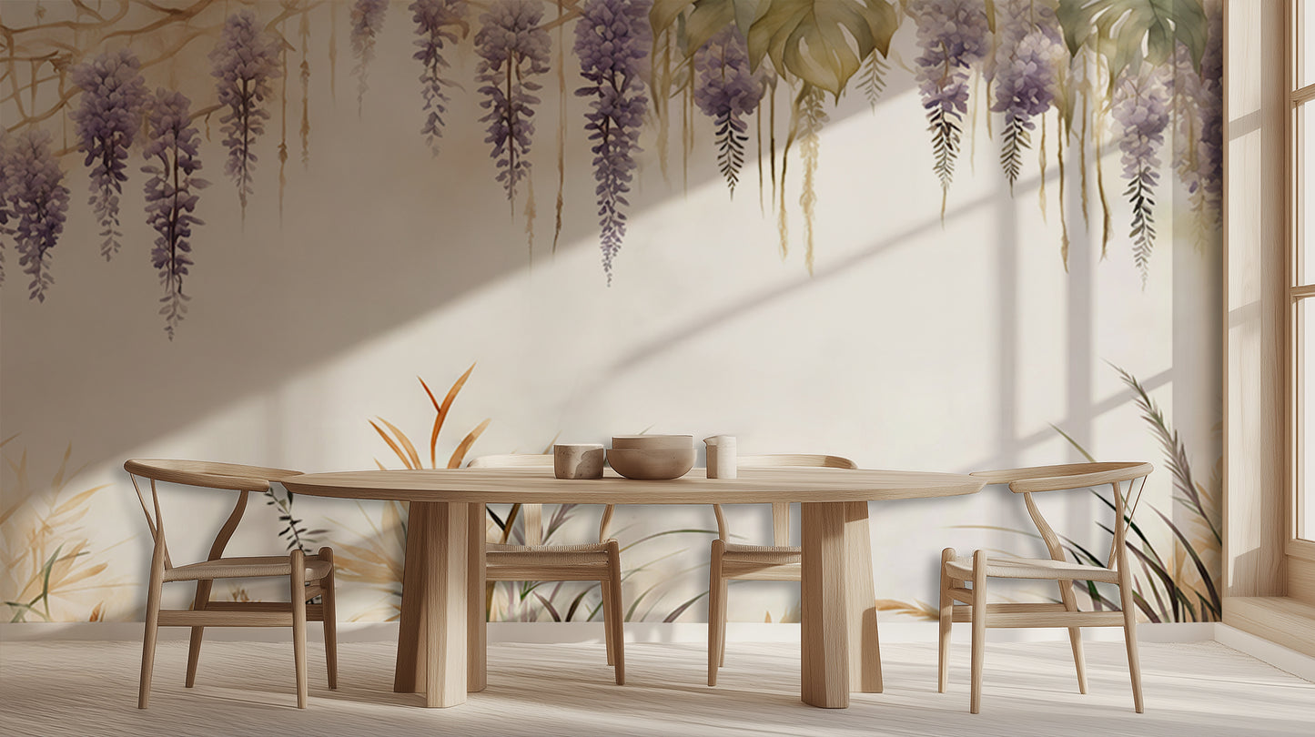 Wisteria Blossom Serenity wallpaper mural - XWALLX