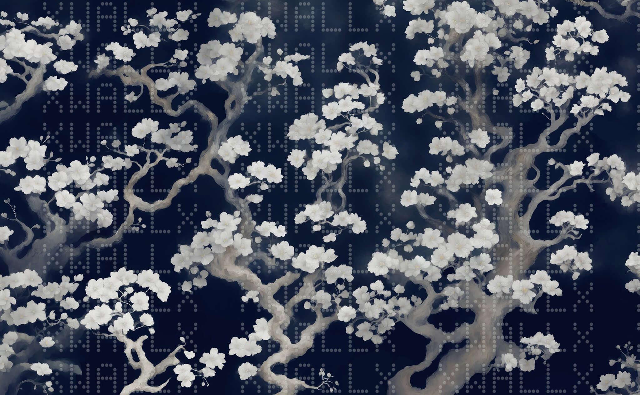 Drifting Cherry Blossoms Wall Mural