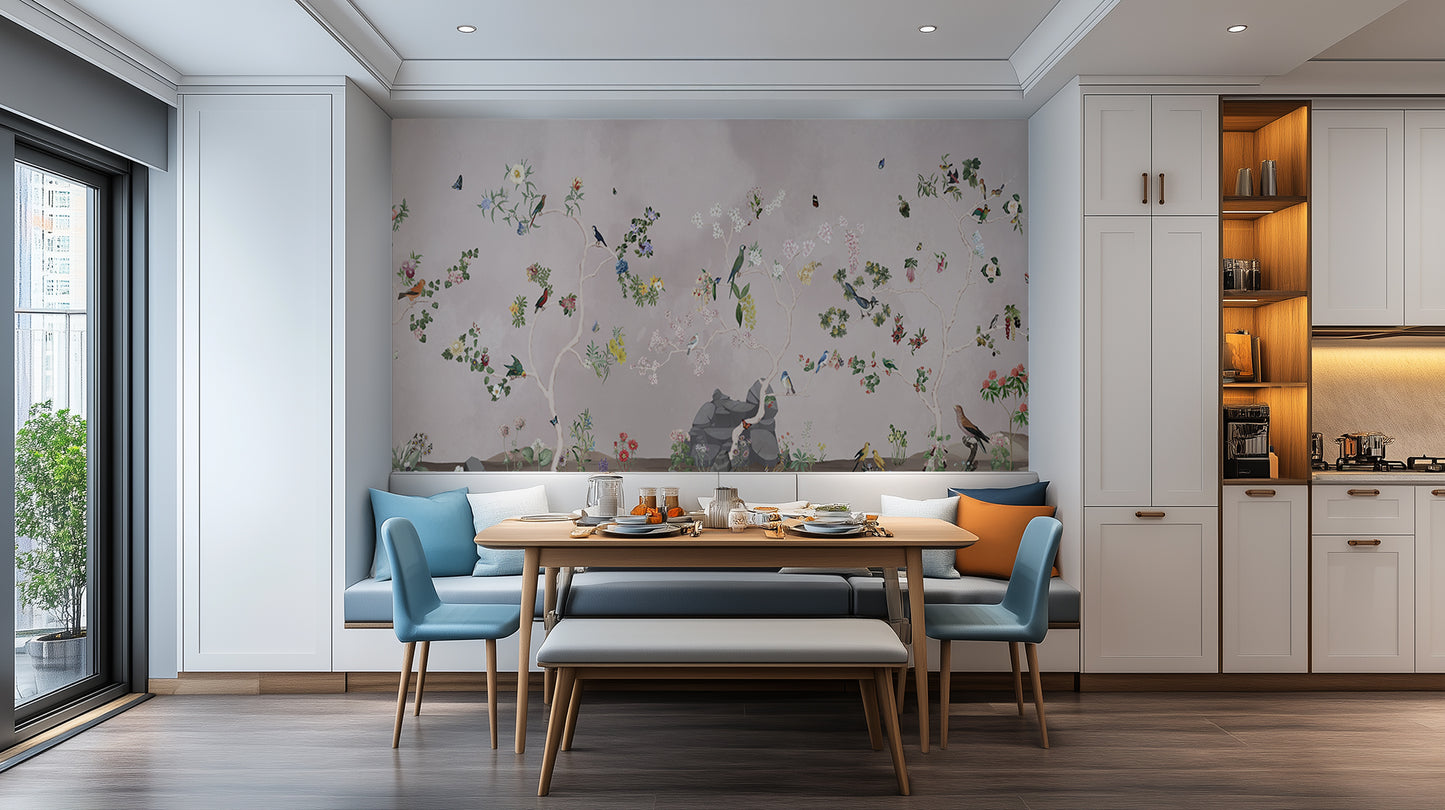 Chinoiserie Birds & Blossoms wall mural - XWALLX