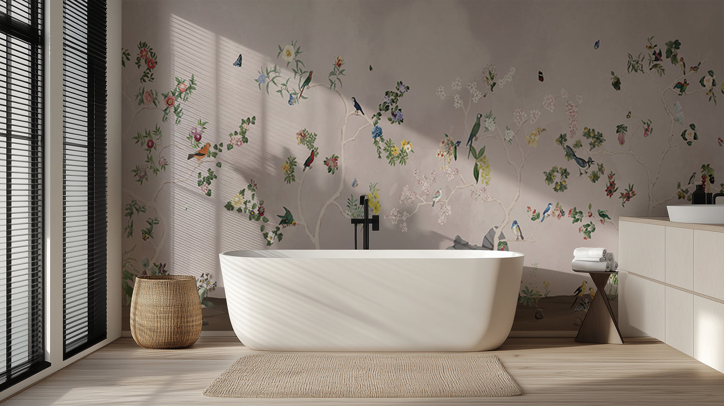 Chinoiserie Birds & Blossoms wallpaper mural - XWALLX