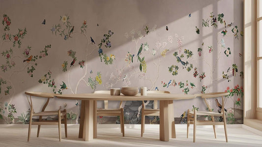 Chinoiserie Kuşlar ve Çiçekler duvar sanatı - XWALLX