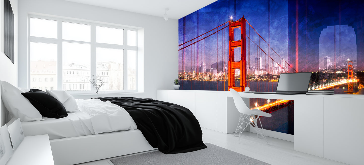 Golden Gate Nightscape wallpaper mural - XWALLX