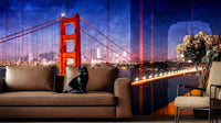 golden gate nightscape wallpaper mural for an older boys room