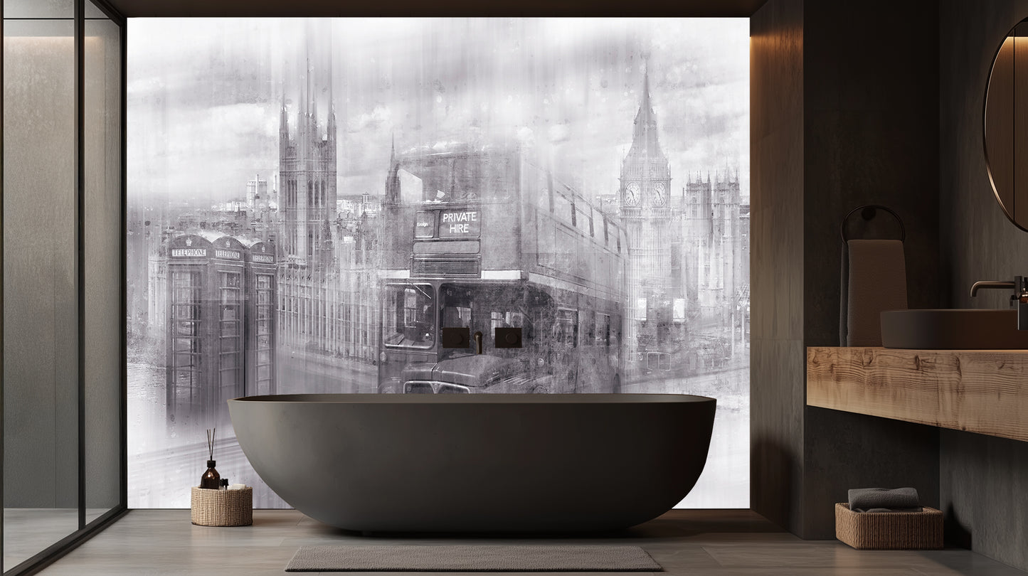 Monochrome London Icons wall mural - XWALLX