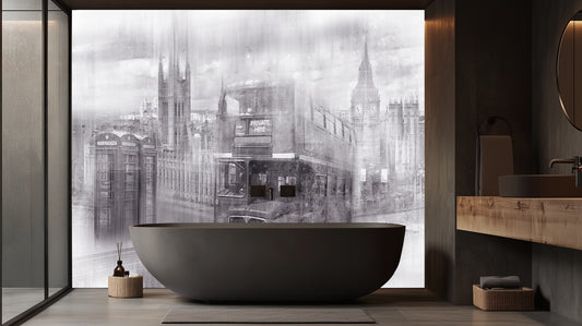 Monochrome London Icons wall mural - XWALLX