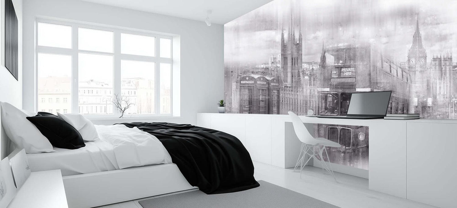 Monochrome London Icons wallpaper mural - XWALLX