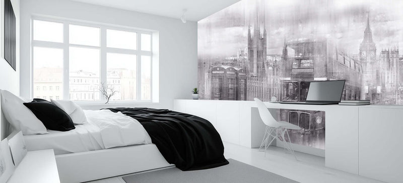 Monochrome London Icons wallpaper mural - XWALLX