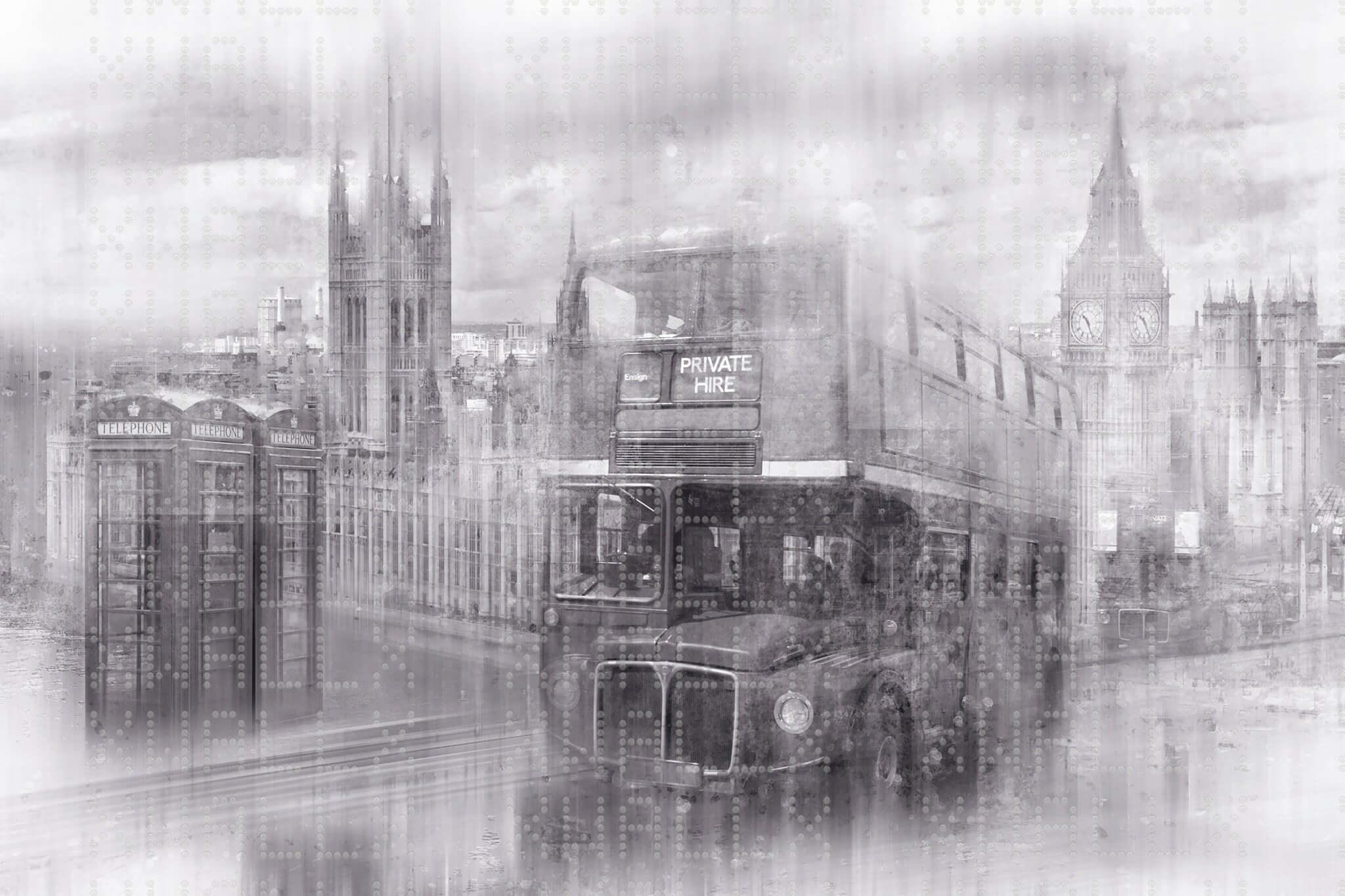 Monochrome London Icons Wall Mural