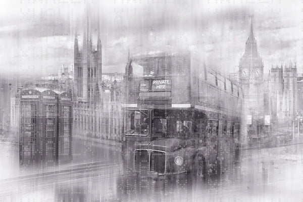 Monokrom Londra Simgeleri Duvar Posteri - Sample