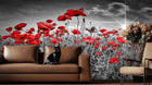 Sunburst Poppies Monochrome wall decor - XWALLX