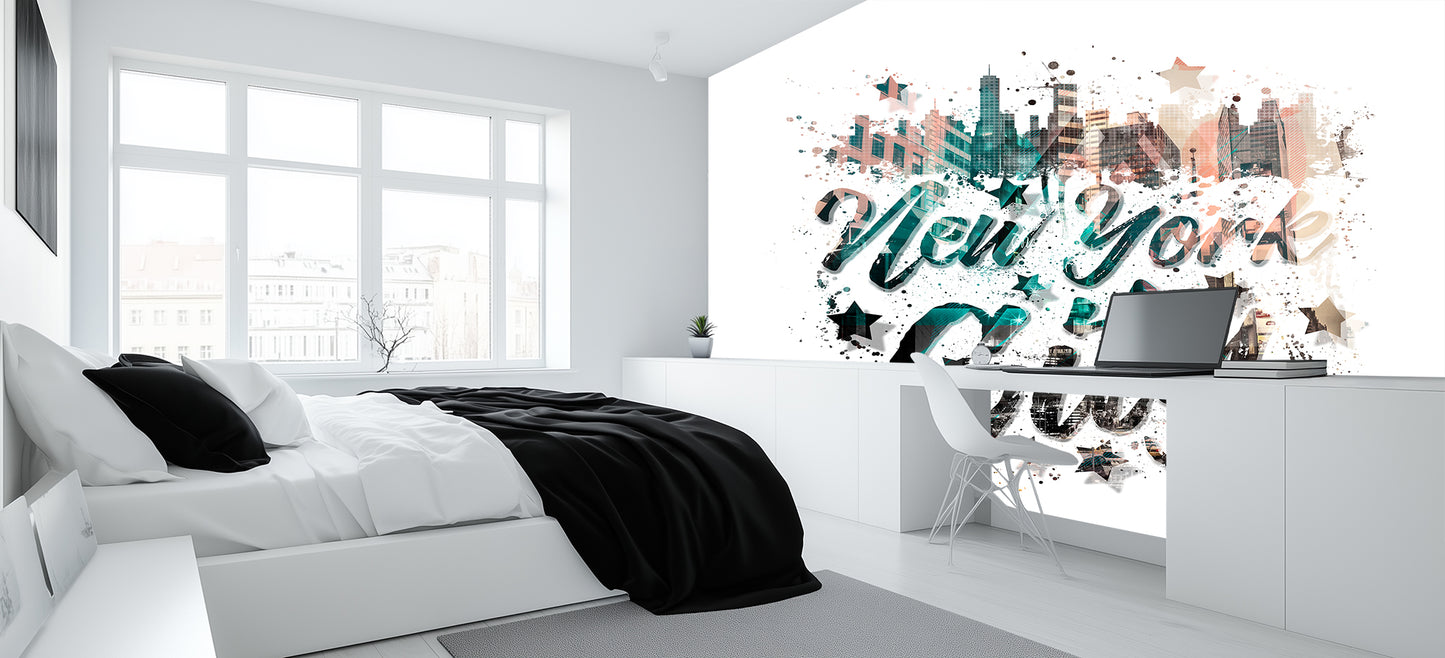 New York City Script Urban wallpaper mural - XWALLX
