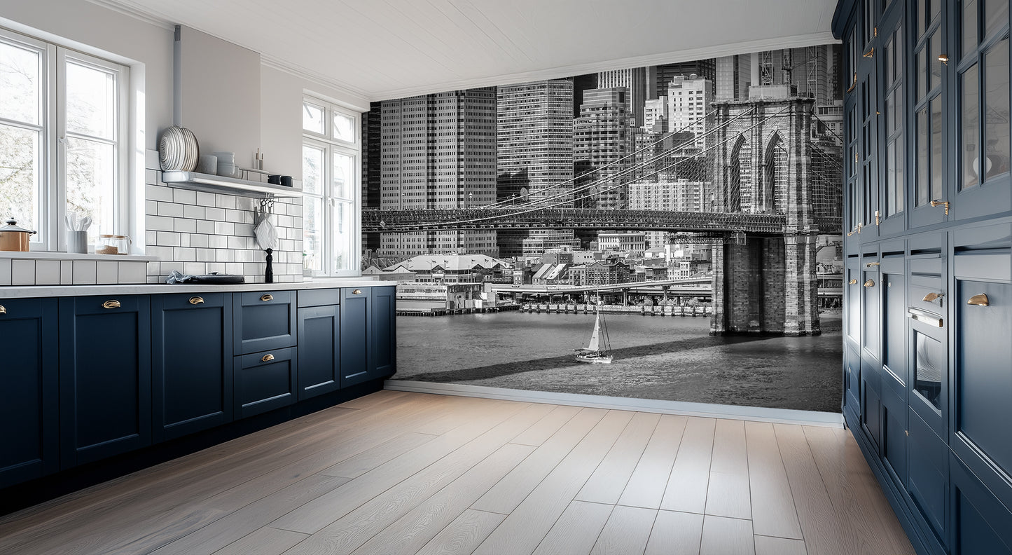 Brooklyn Bridge Monochrome City wall mural - XWALLX