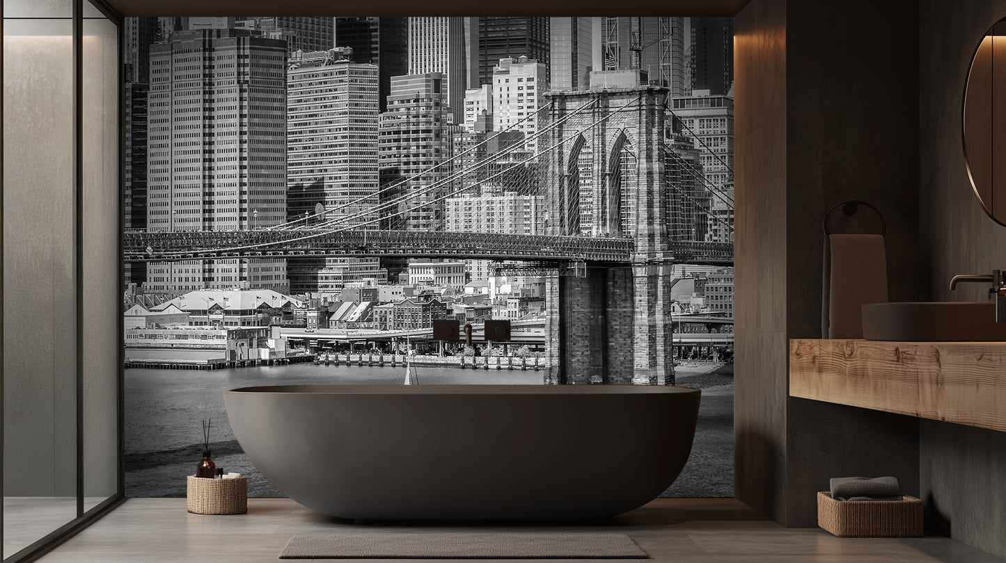 Brooklyn Bridge Monochrome City wallpaper mural - XWALLX