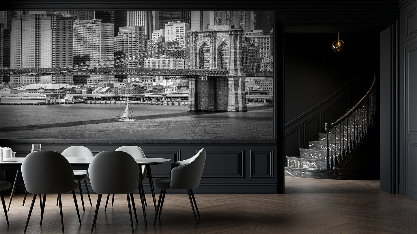 Brooklyn Bridge Monochrome City wall art - XWALLX
