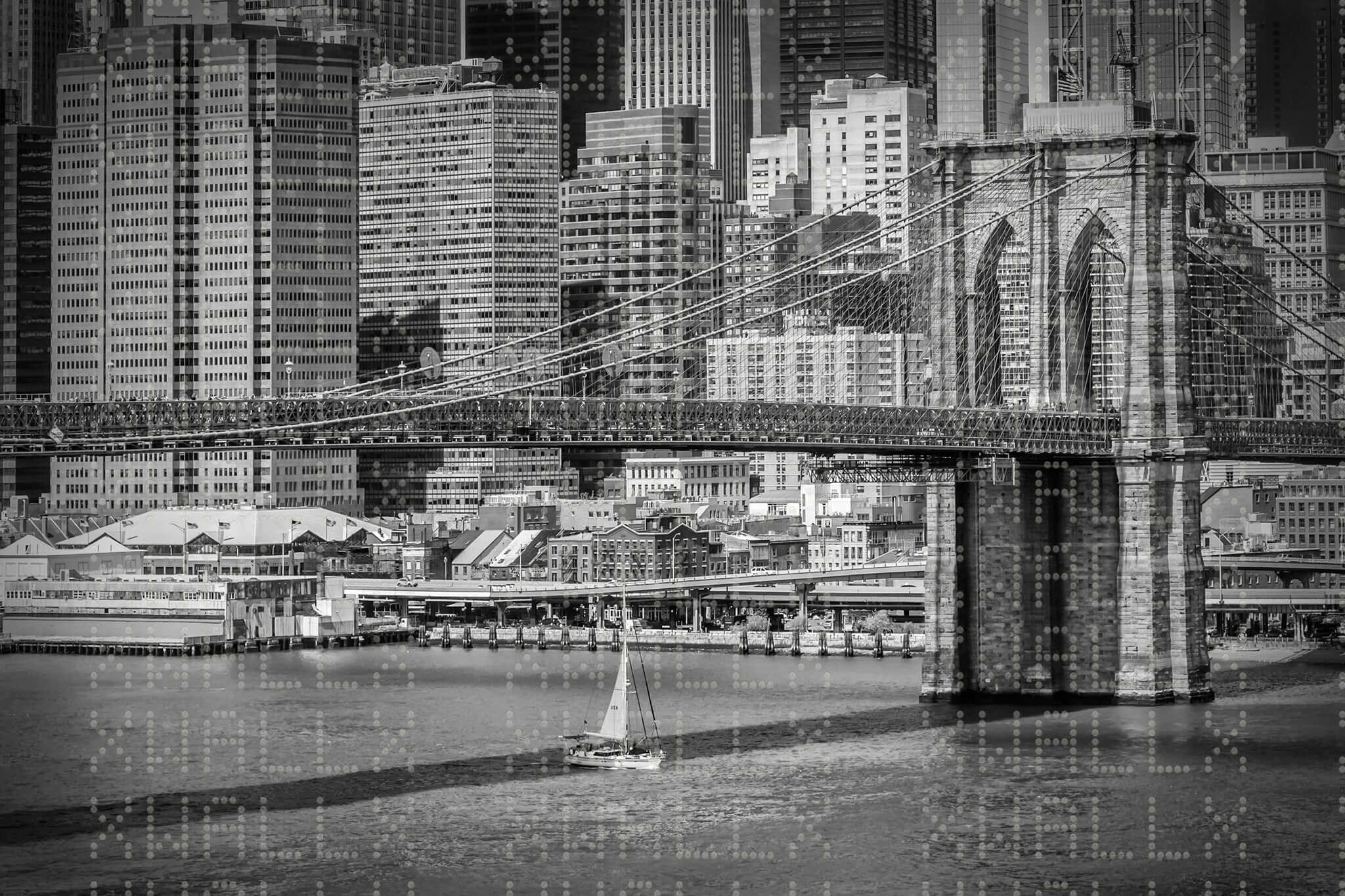 Brooklyn Bridge Monochrome City Wall Mural