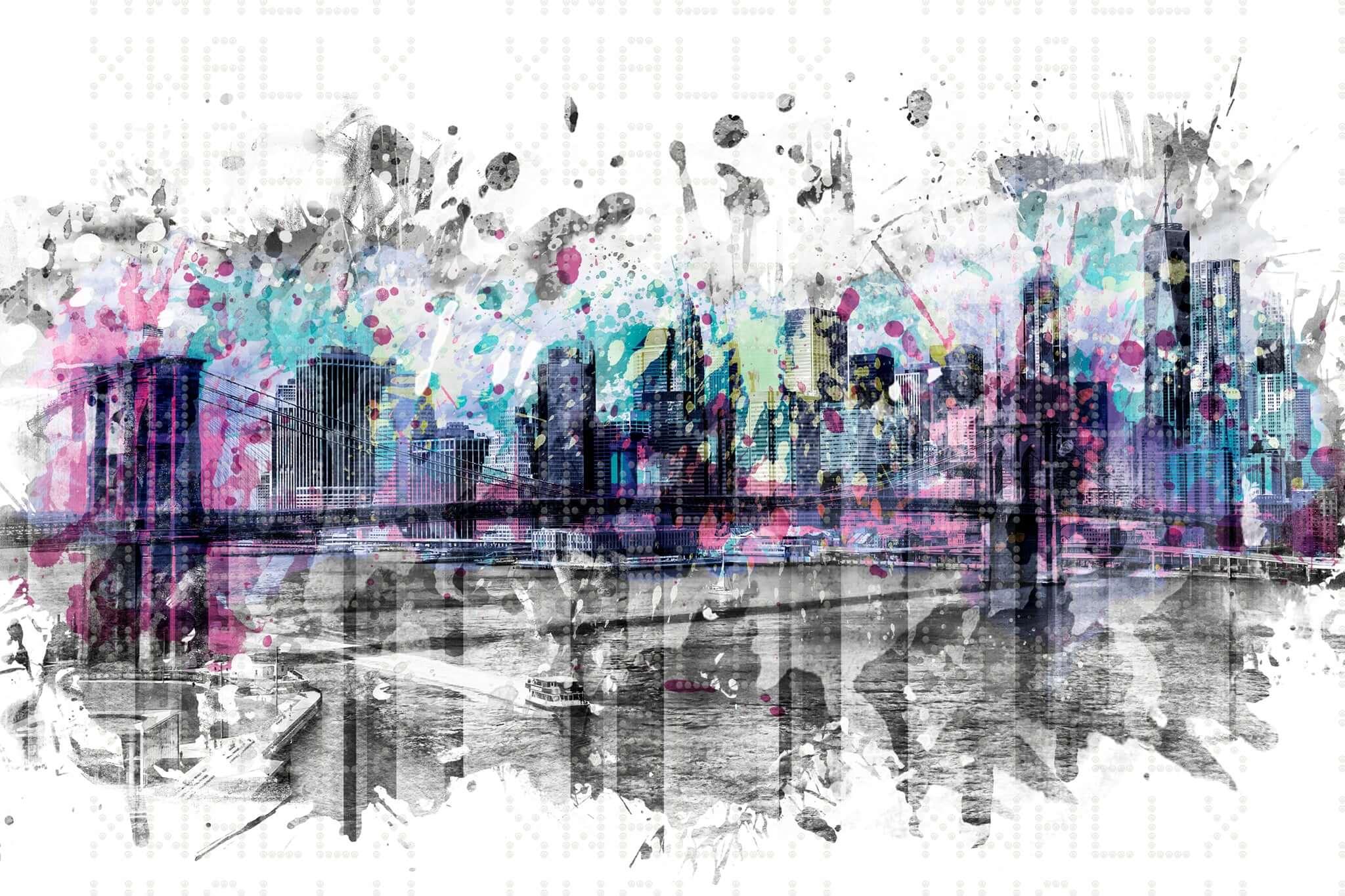 Abstract Cityscape Splatter Wall Mural