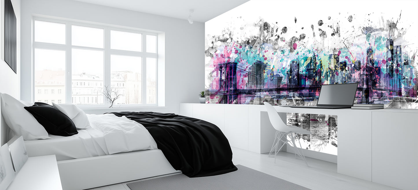 Abstract Cityscape Splatter wallpaper mural - XWALLX