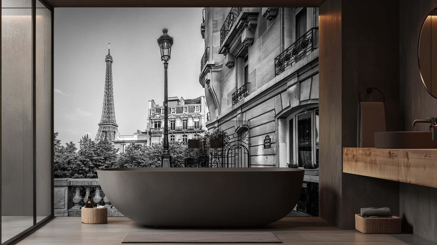 Eiffel Tower Bathroom View wall mural - XWALLX