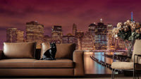 Photographic Manhattan Nightfall Cityscape wallpaper mural for a corporate office feature wall