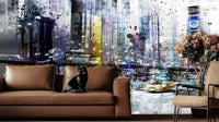 abstract cityscape new york wallpaper mural for an older boys room