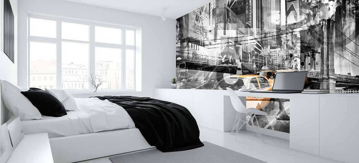 Urban Collage Yellow Cab wallpaper mural - XWALLX