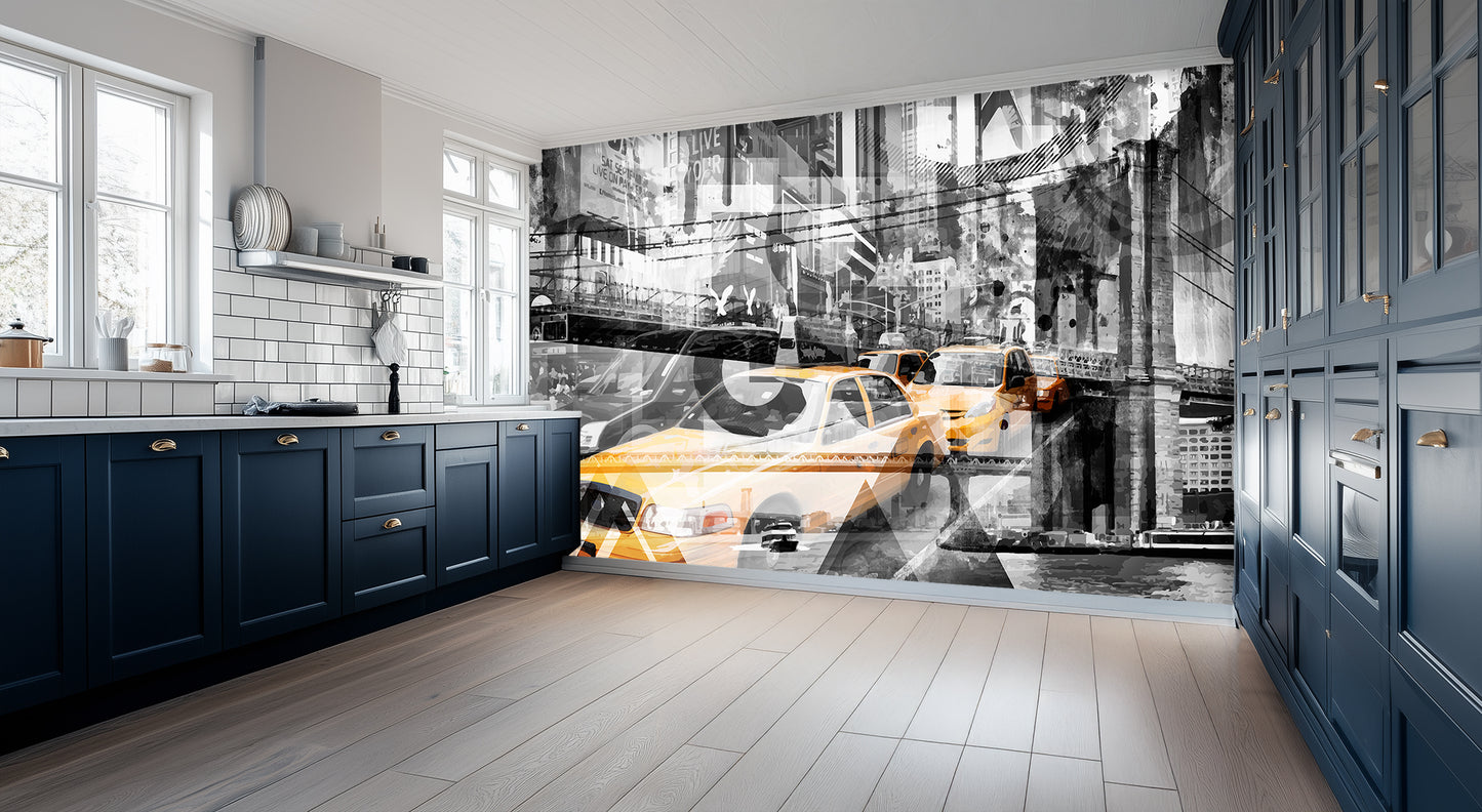 Urban Collage Yellow Cab wall art - XWALLX