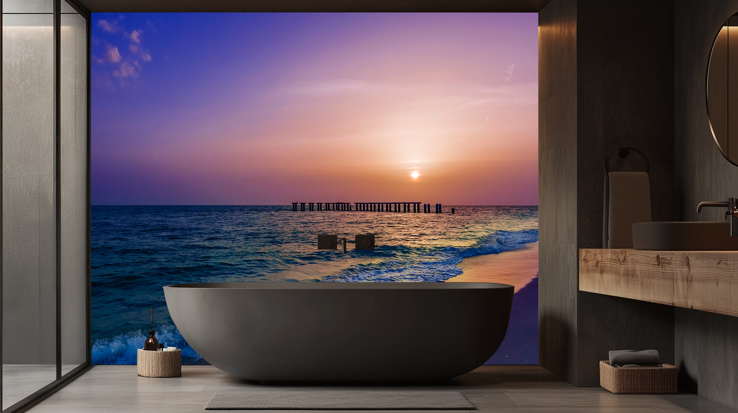 Serene Pier Sunset wall mural - XWALLX