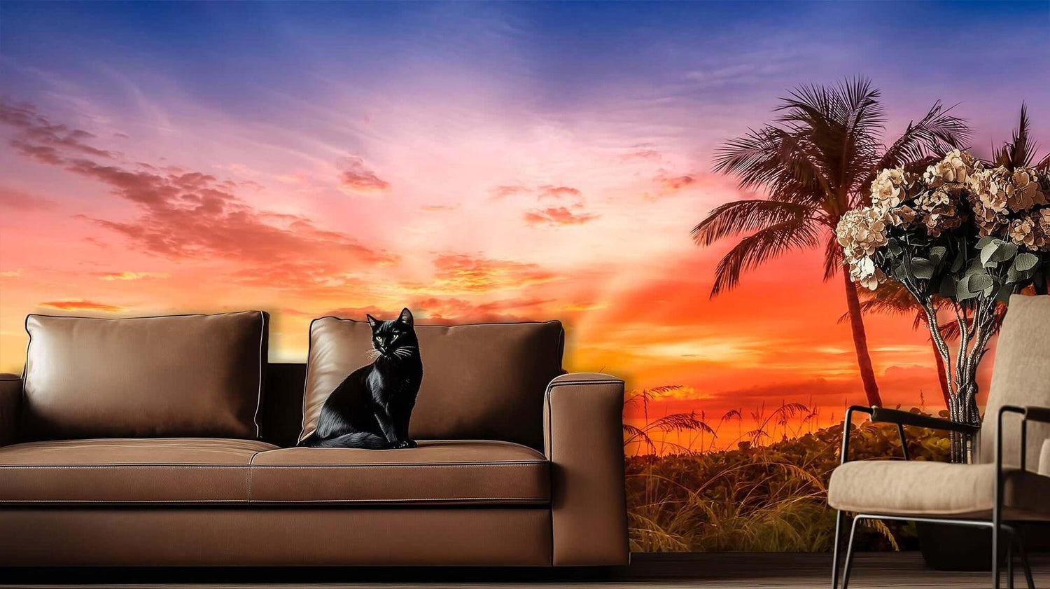 Vibrant Palm Sunset wall decor - XWALLX
