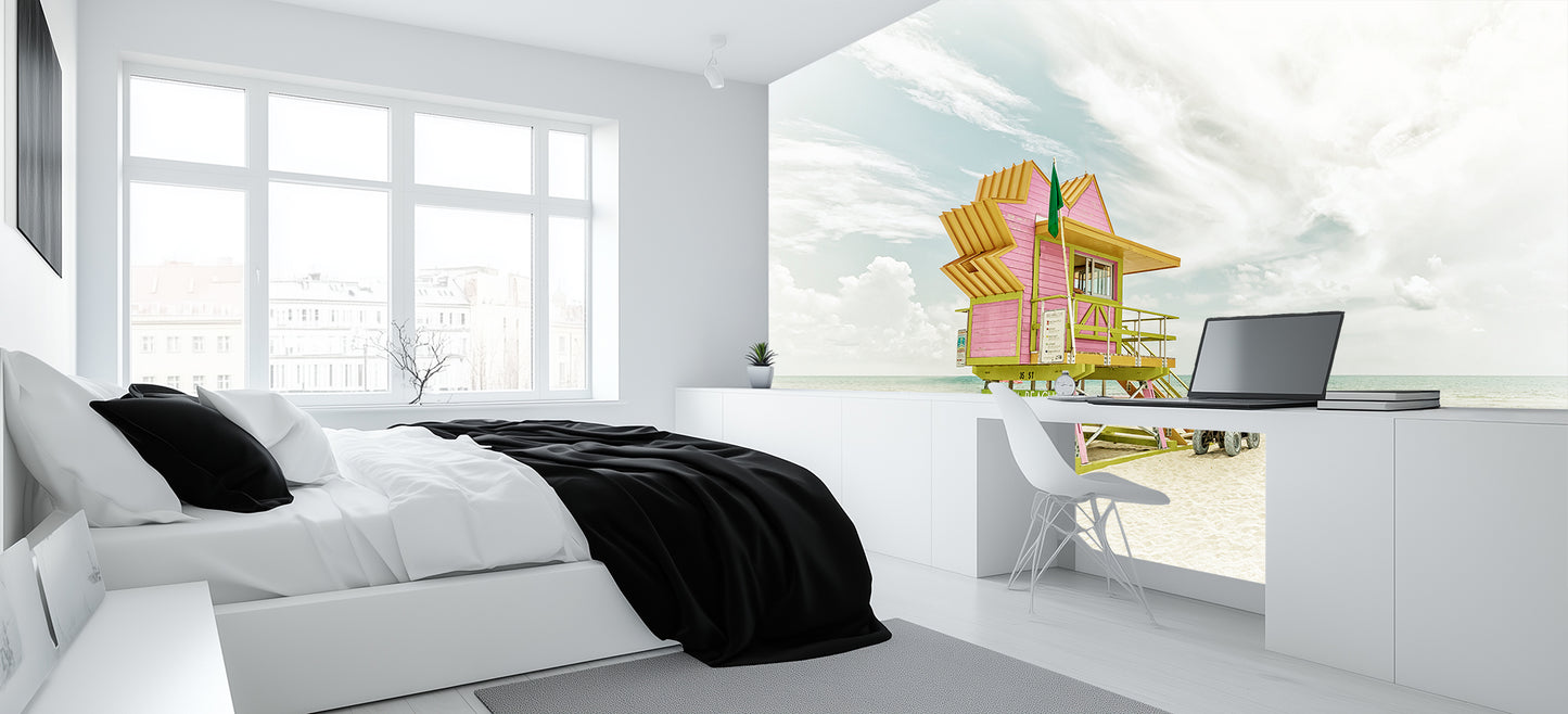 Miami Lifeguard Tower Beach wallpaper mural - XWALLX