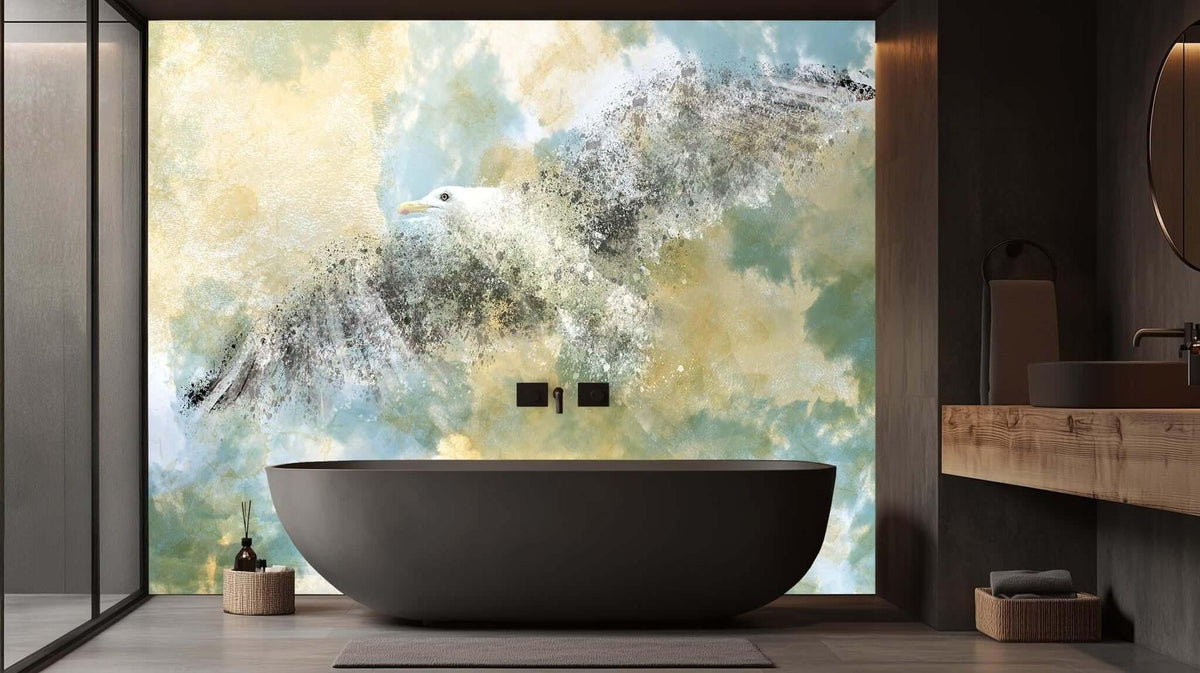 Soaring Seagull Abstract wall mural - XWALLX