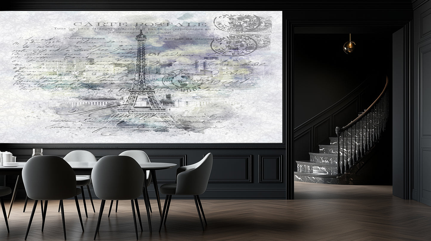 Eiffel Tower Postcard Script wallpaper - XWALLX