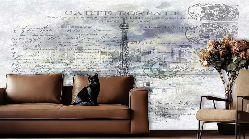 Eiffel Tower Postcard Script wall decor - XWALLX