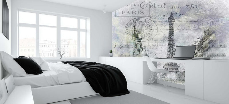 Parisli Eyfel Kulesi Yazı poster duvar kağıdı - XWALLX