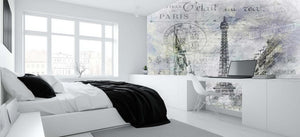 Parisian Eiffel Tower Script wallpaper mural - XWALLX