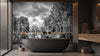 Monochrome Canal Orange Tulips Wallpaper Mural