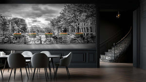 Monochrome Canal Orange Tulips wallpaper - XWALLX