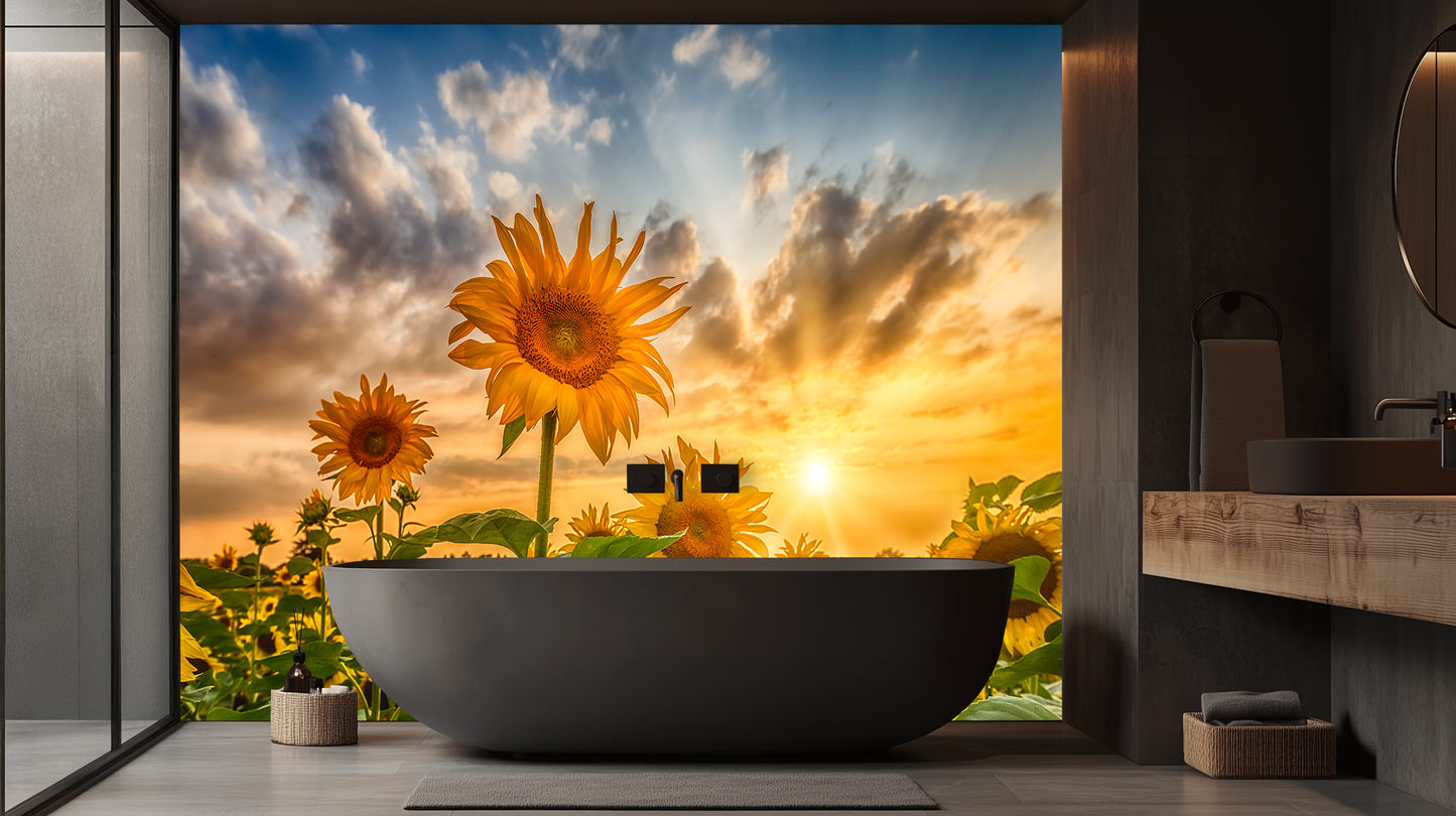 Sunset Sunflower Bath wall mural - XWALLX