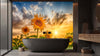 Günbatımı Ayçiçeği Banyo Duvar Posteri