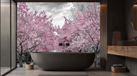 Pink Blossom Avenue wall mural 