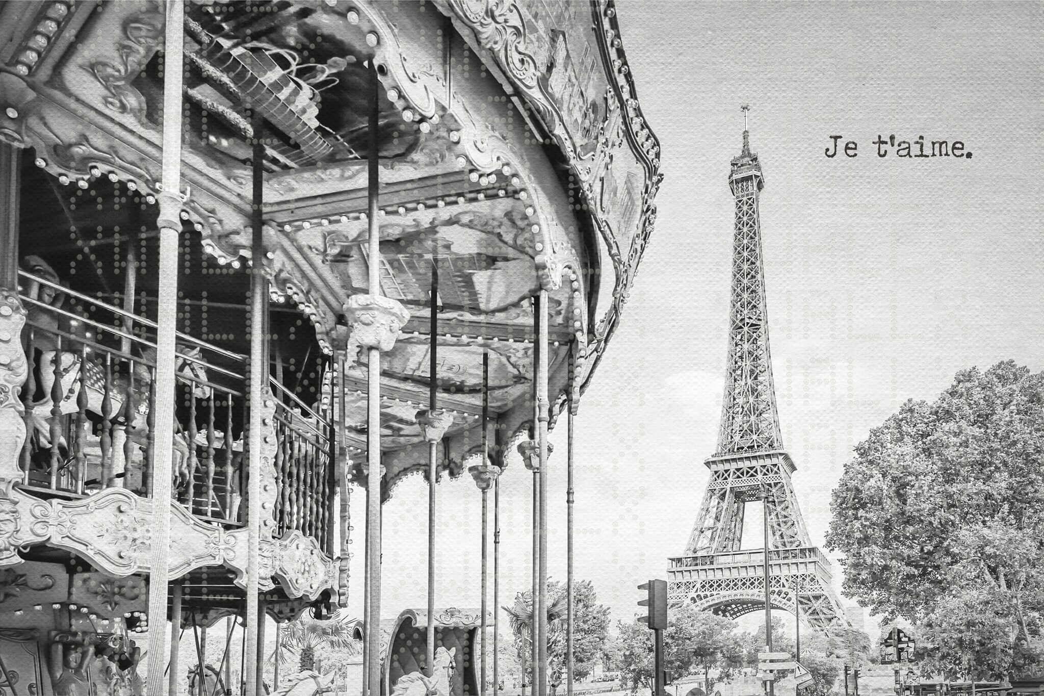 Parisian Carousel Eiffel Tower Wall Mural