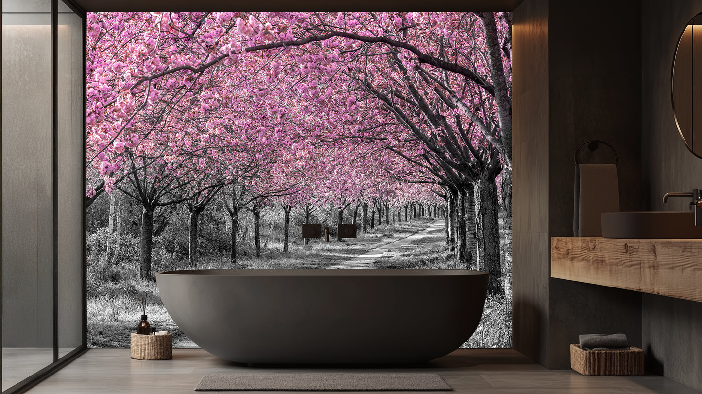 Pink Blossom Alley wall mural - XWALLX