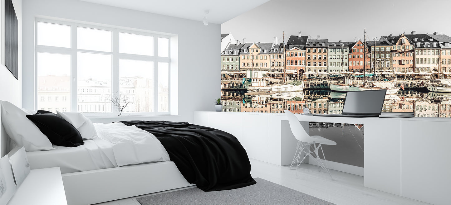 Nyhavn Reflection Harbor wallpaper mural - XWALLX