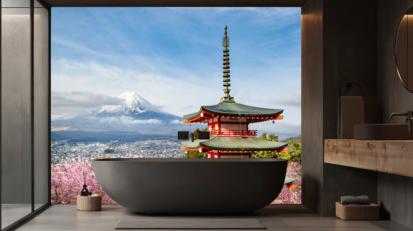 Mount Fuji Pagoda Vista wall mural - XWALLX