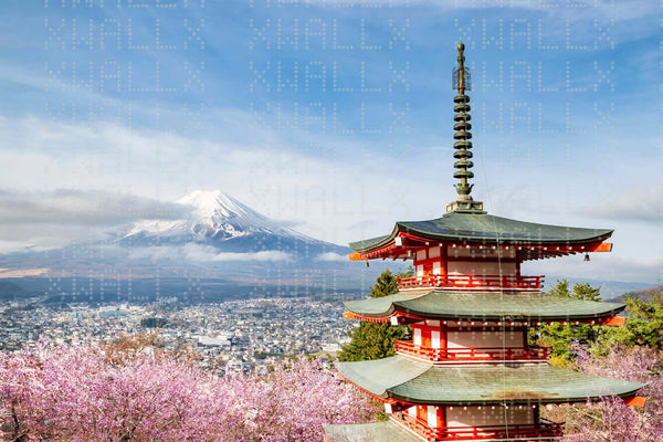 Fuji Dağı Pagoda Manzarası Duvar Posteri - Sample