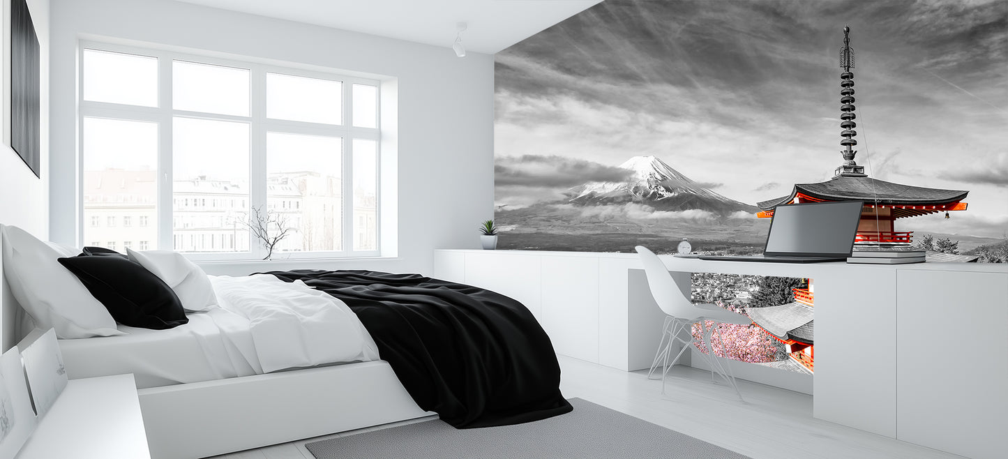 Majestic Mount Fuji Pagoda wallpaper mural - XWALLX